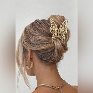 Golden Butterfly Metal Claw Clip NWOT